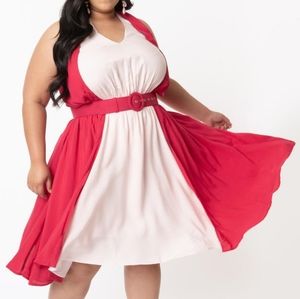 🧁B2G1🧁 Collectif Red and Pink Wren Swing Dress